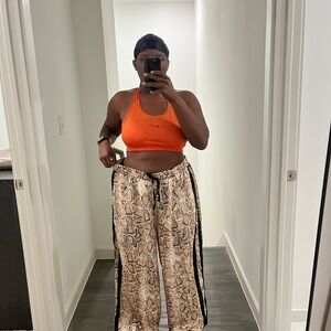 SHEIN Beige Snake Print Wide-Leg Pants